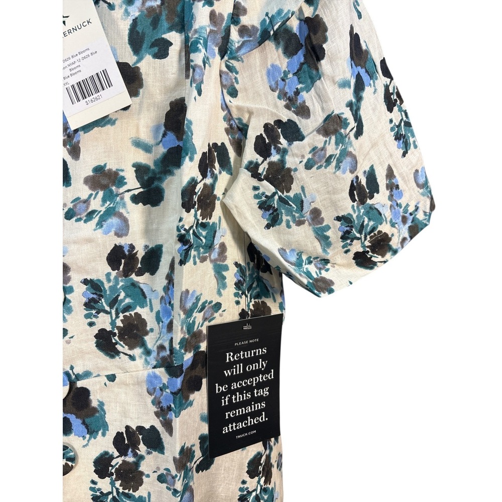 NWT Tuckernuck Blue Blooms Linen Midi/Maxi Dress Size XL Floral Wedding Guest - Picture 6 of 10